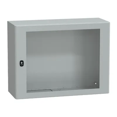 Wall mounted steel enclosure, PanelSeT S3D, transparent door, without mounting plate, 600x800x300mm, IP66, IK08