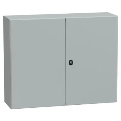 Wall mounted steel enclosure, PanelSeT S3D, double plain door, with mounting plate, 800x1200x300mm, IP55, IK10