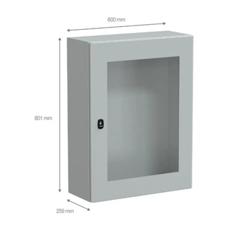 Wall mounted steel enclosure, PanelSeT S3D, transparent door, without mounting plate, 800x600x250mm, IP66, IK08 — photo 2 of 4
