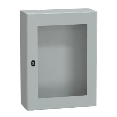 Wall mounted steel enclosure, PanelSeT S3D, transparent door, without mounting plate, 800x600x250mm, IP66, IK08