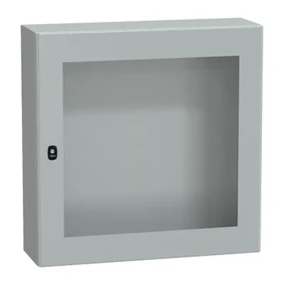 Wall mounted steel enclosure, PanelSeT S3D, transparent door, without mounting plate, 800x800x250mm, IP66, IK08