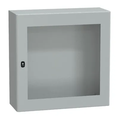 Wall mounted steel enclosure, PanelSeT S3D, transparent door, without mounting plate, 800x800x300mm, IP66, IK08