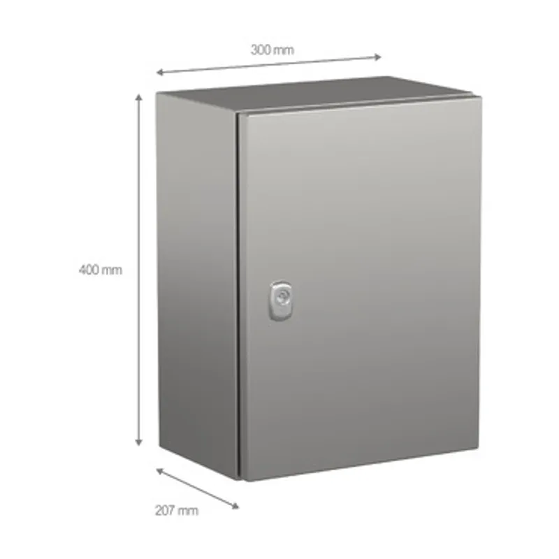 Wall mounted enclosure, PanelSeT S3X, stainless steel 304L, plain door, 400x300x200mm, IP66 — photo 2 of 3