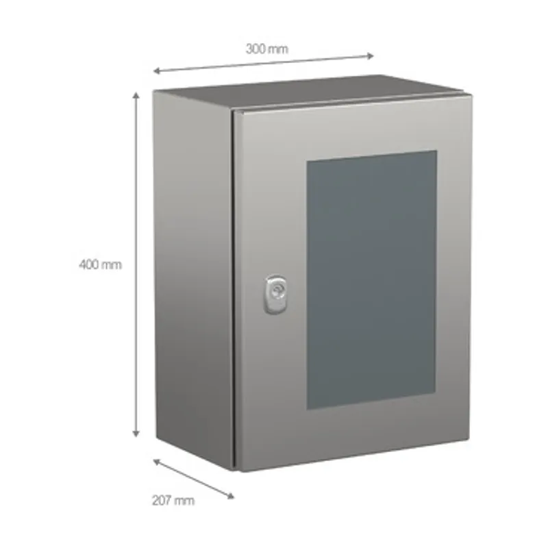 Wall mounted enclosure, PanelSeT S3X, stainless steel 304L, glazed door, 400x300x200mm, IP66 — photo 2 of 3