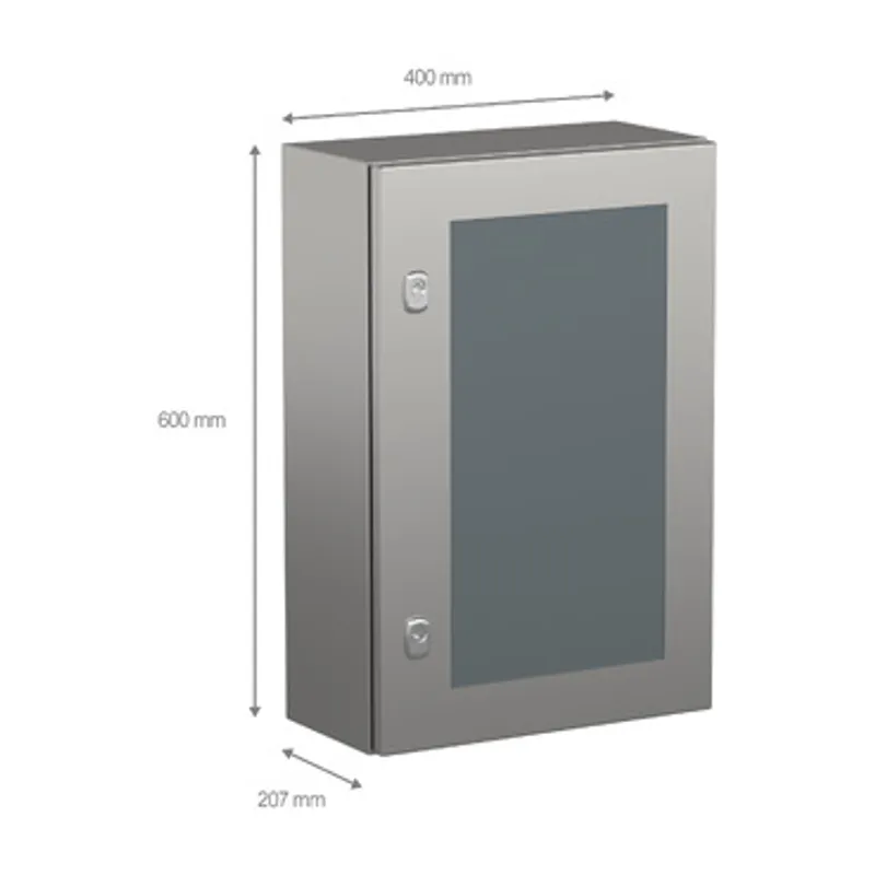 Wall mounted enclosure, PanelSeT S3X, stainless steel 304L, glazed door, 600x400x200mm, IP66 — photo 2 of 5