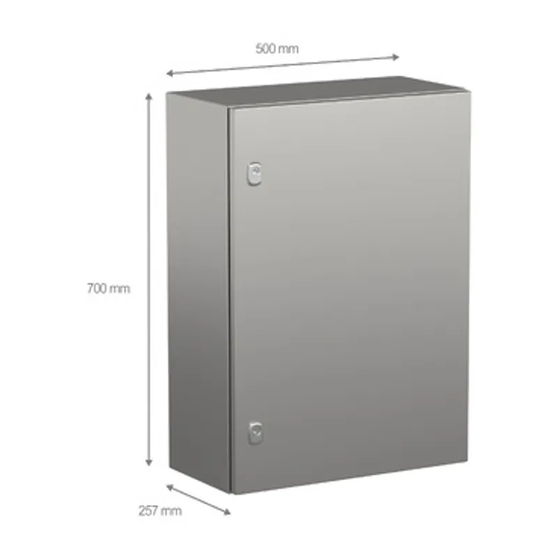 Wall mounted enclosure, PanelSeT S3X, stainless steel 304L, plain door, 700x500x250mm, IP66 — photo 2 of 3