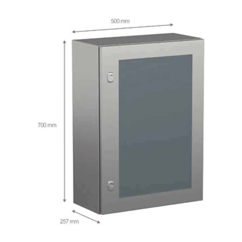 Wall mounted enclosure, PanelSeT S3X, stainless steel 304L, glazed door, 700x500x250mm, IP66 — photo 2 of 3