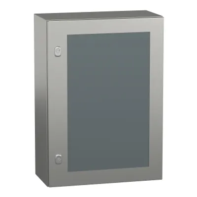 Wall mounted enclosure, PanelSeT S3X, stainless steel 304L, glazed door, 700x500x250mm, IP66