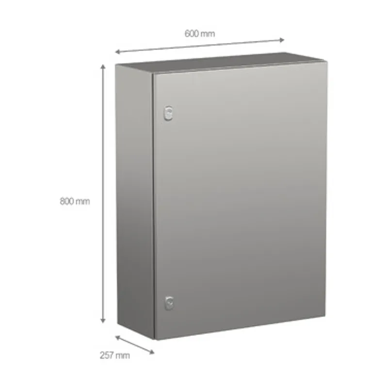 Wall mounted enclosure, PanelSeT S3X, stainless steel 304L, plain door, 800x600x250mm, IP66 — photo 2 of 3