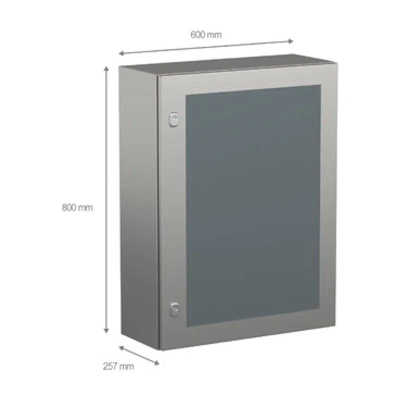 Wall mounted enclosure, PanelSeT S3X, stainless steel 304L, glazed door, 800x600x250mm, IP66 — photo 2 of 3
