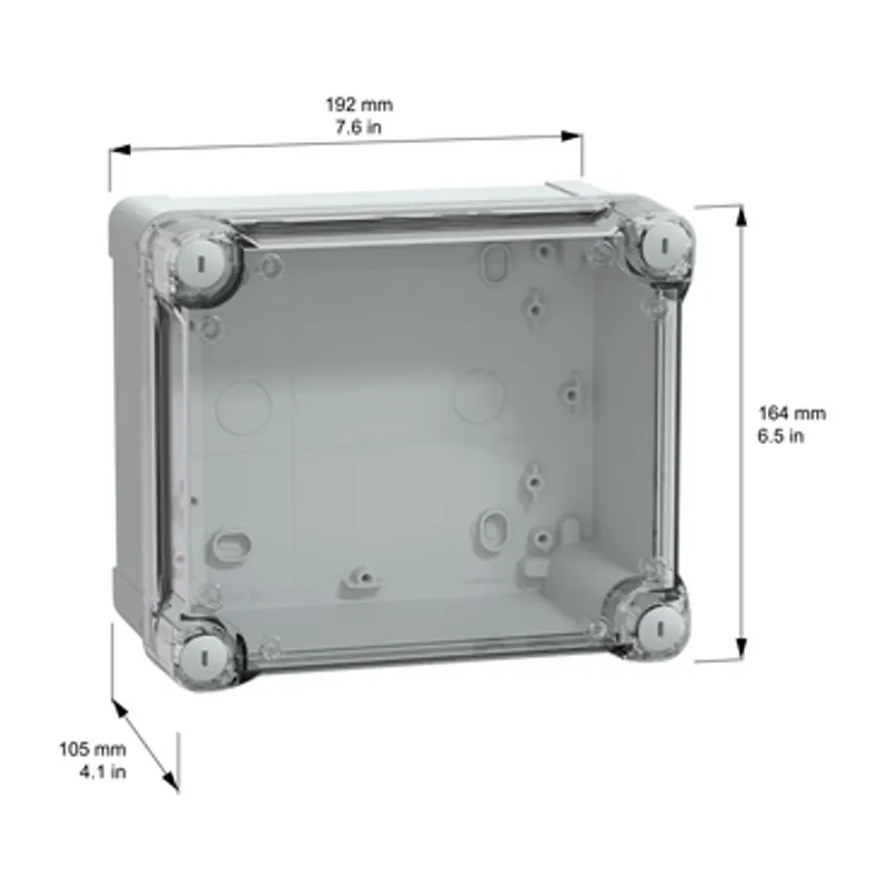 PC box IP66 IK08 RAL7035 Int.H175W150D100 Ext.H193W164D105 Transp.cover H40 — photo 2 of 3