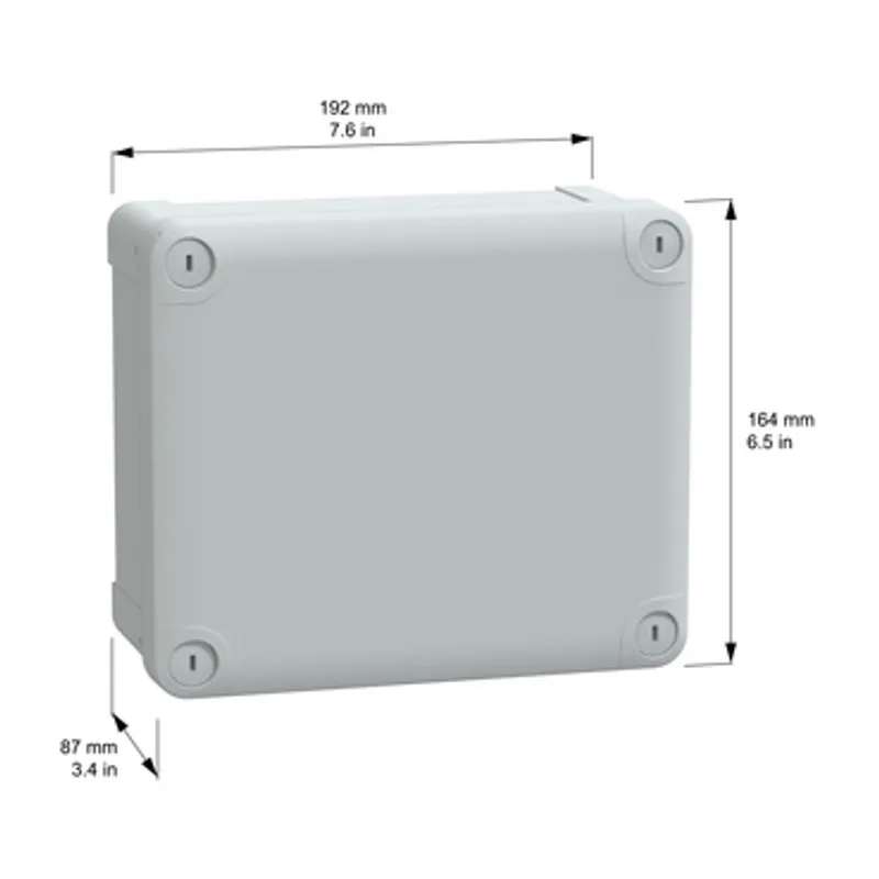 PC box IP66 IK08 RAL7035 Int.H175W150D80 Ext.H193W164D87 Opaque PC cover H20 — photo 2 of 4
