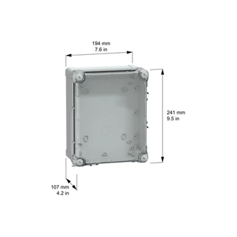 PC box IP66 IK08 RAL7035 Int.H225W175D100 Ext.H241W194D105 Transparent cover H40 — photo 2 of 3