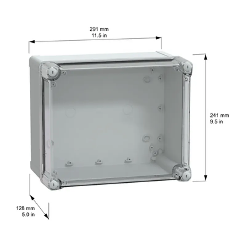 PC box IP66 IK08 RAL7035 Int.H275W225D120 Ext.H291W241D128 Transp.cover H60 — photo 2 of 3