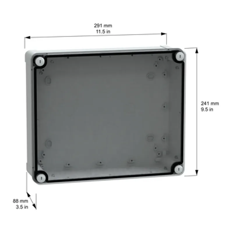 PC box IP66 IK08 RAL7035 Int.H275W225D80 Ext.H291W241D88 Transp.cover H20 — photo 2 of 3