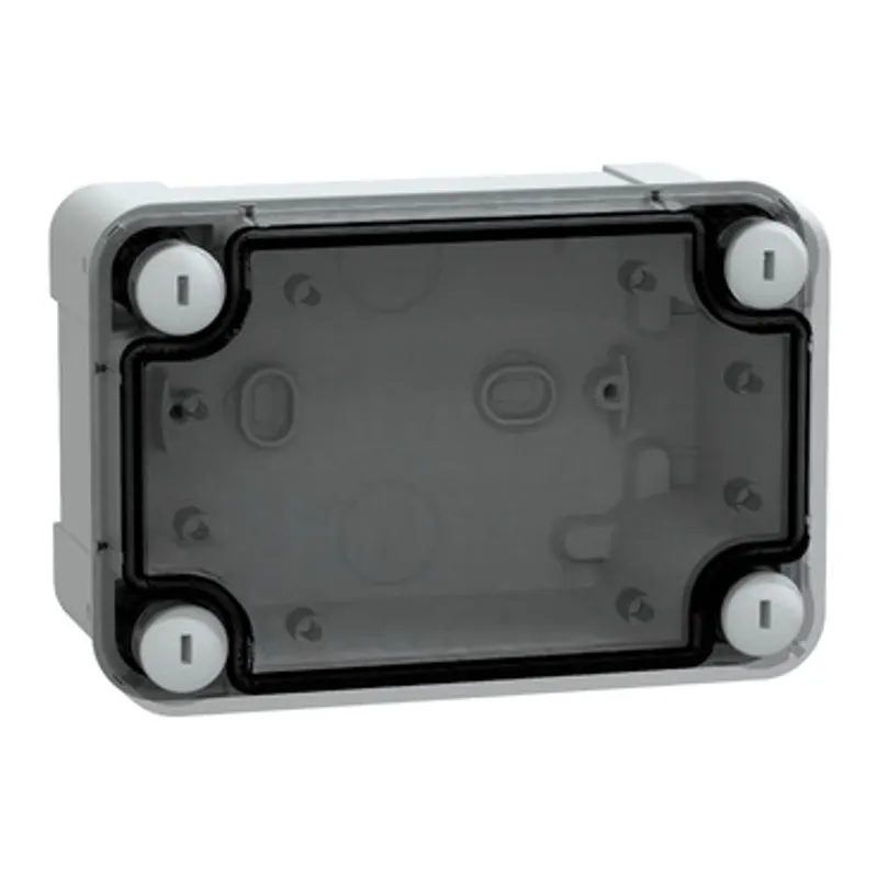 ABS industrial box, PanelSeT TBS, 93x72x138mm, int. 80x65x125mm, low transparent cover, IP66, IK07, RAL 7035 — photo 1 of 3