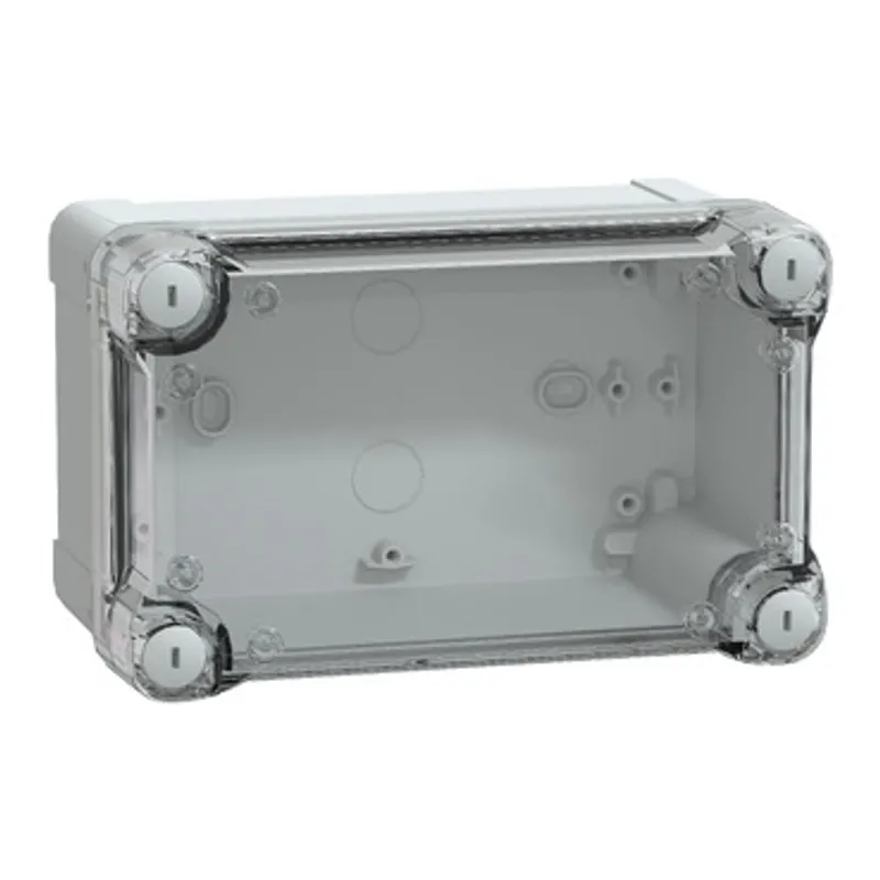 ABS industrial box, PanelSeT TBS, 121x105x192mm, int. 105x100x175mm, high transparent cover, IP66, IK07, RAL 7035 — photo 1 of 4