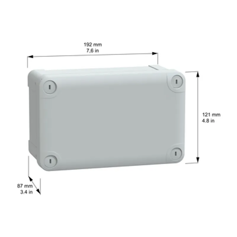 ABS industrial box, PanelSeT TBS, 121x87x192mm, int. 105x80x175mm, low plain cover, IP66, IK07, RAL 7035 — photo 2 of 2