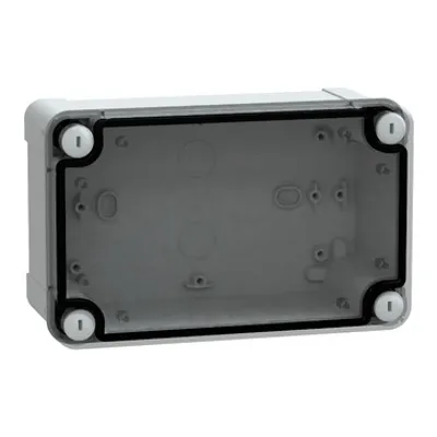 ABS industrial box, PanelSeT TBS, 121x87x192mm, int. 105x80x175mm, low transparent cover, IP66, IK07, RAL 7035