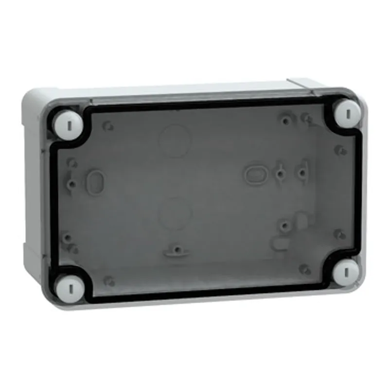 ABS industrial box, PanelSeT TBS, 121x87x192mm, int. 105x80x175mm, low transparent cover, IP66, IK07, RAL 7035 — photo 1 of 3