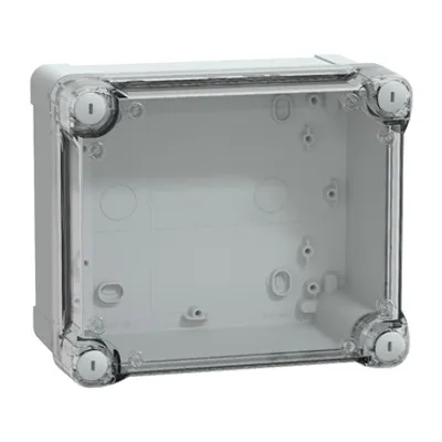 ABS industrial box, PanelSeT TBS, 164x105x192mm, int. 150x100x175mm, high transparent cover, IP66, IK07, RAL 7035