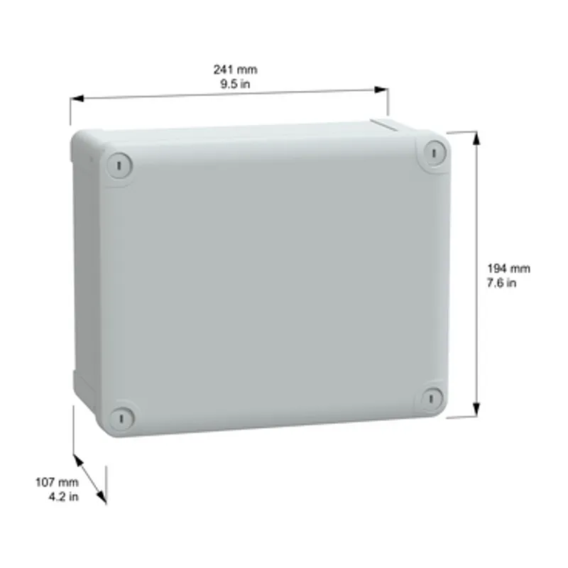 ABS box IP66 IK07 RAL7035 Int.H225W194D100 Ext.H241W194D107 Opaque cover H20 — photo 2 of 3