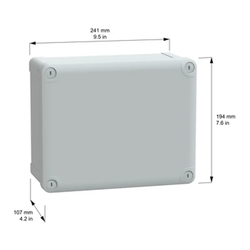 ABS industrial box, PanelSeT TBS, 194x107x241mm, int. 175x100x225mm, high plain cover, IP66, IK07, RAL 7035 — photo 2 of 2