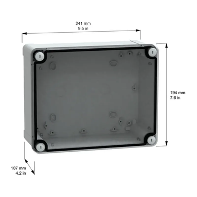 ABS industrial box, PanelSeT TBS, 194x107x241mm, int. 175x100x225mm, low transparent cover, IP66, IK07, RAL 7035 — photo 2 of 2