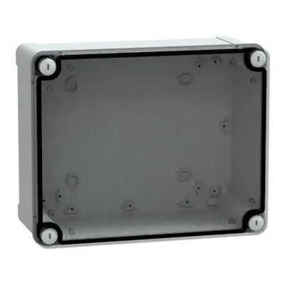 ABS industrial box, PanelSeT TBS, 194x107x241mm, int. 175x100x225mm, low transparent cover, IP66, IK07, RAL 7035