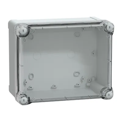 ABS industrial box, PanelSeT TBS, 194x127x241mm, int. 175x120x225mm, high transparent cover, IP66, IK07, RAL 7035