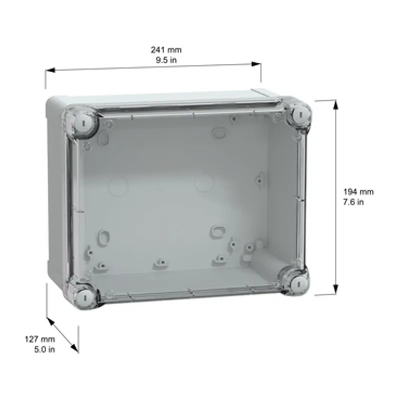 ABS industrial box, PanelSeT TBS, 194x127x241mm, int. 175x120x225mm, high transparent cover, IP66, IK07, RAL 7035 — photo 2 of 2