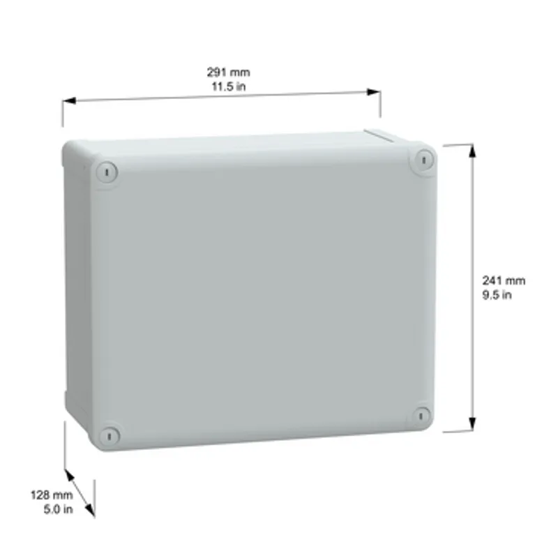 ABS industrial box, PanelSeT TBS, 241x128x291mm, int. 225x120x275mm, low plain cover, IP66, IK07, RAL 7035 — photo 2 of 3