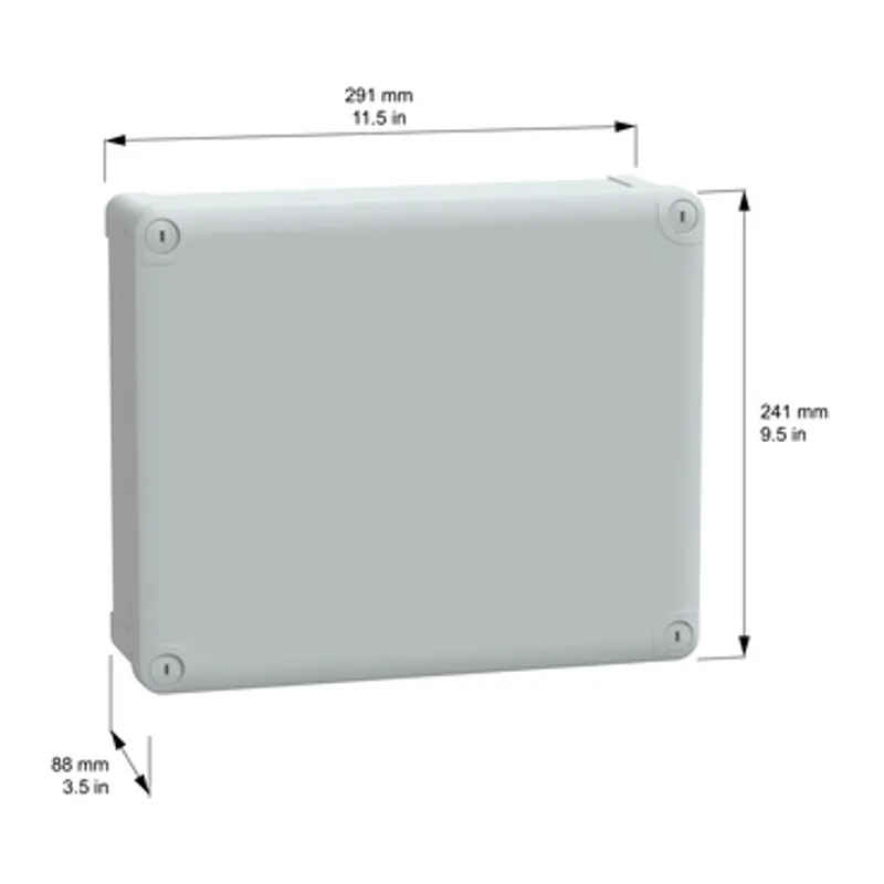 ABS industrial box, PanelSeT TBS, 241x88x291mm, int. 225x80x275mm, low plain cover, IP66, IK07, RAL 7035 — photo 2 of 3