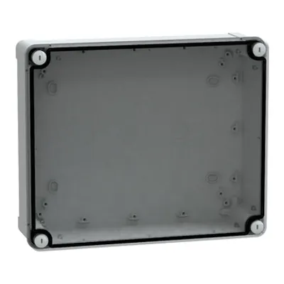 ABS industrial box, PanelSeT TBS, 241x88x291mm, int. 225x80x275mm, low transparent cover, IP66, IK07, RAL 7035