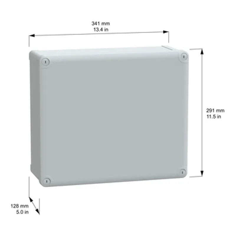ABS industrial box, PanelSeT TBS, 291x128x341mm, int. 275x120x325mm, low plain cover, IP66, IK07, RAL 7035 — photo 2 of 2