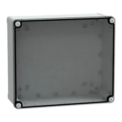 ABS industrial box, PanelSeT TBS, 291x128x341mm, int. 275x120x325mm, low transparent cover, IP66, IK07, RAL 7035