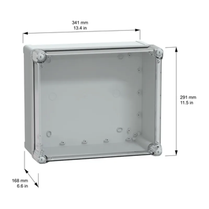 ABS industrial box, PanelSeT TBS, 291x168x341mm, int. 275x160x325mm, high transparent cover, IP66, IK07, RAL 7035 — photo 2 of 2