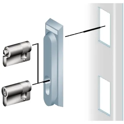 taping device for retractable handle of 3 point lock PLM or PLD-for manual use