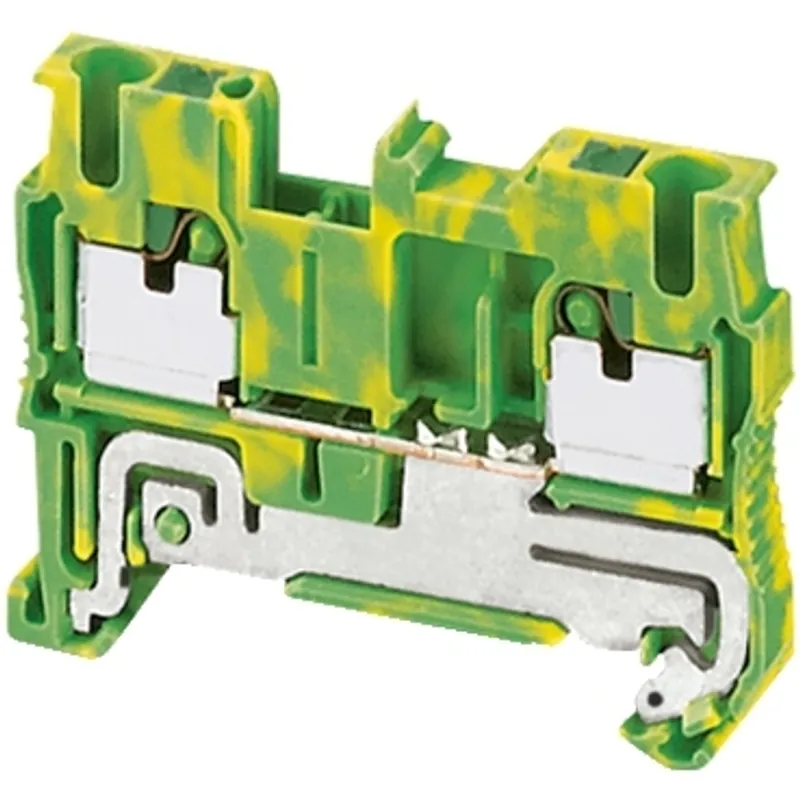 Terminal block, Linergy TR, push-in type, protective earth, 2 points, 2.5mm², green-yellow, set of 50
