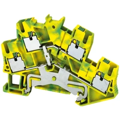 Terminal block, Linergy TR, push-in type, protective earth, 4 points, 2.5mm², double level, green-yellow, set of 50