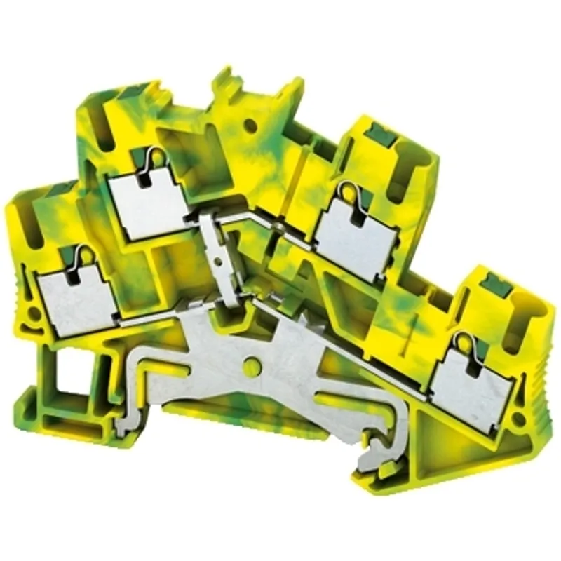 Terminal block, Linergy TR, push-in type, protective earth, 4 points, 2.5mm², double level, green-yellow, set of 50