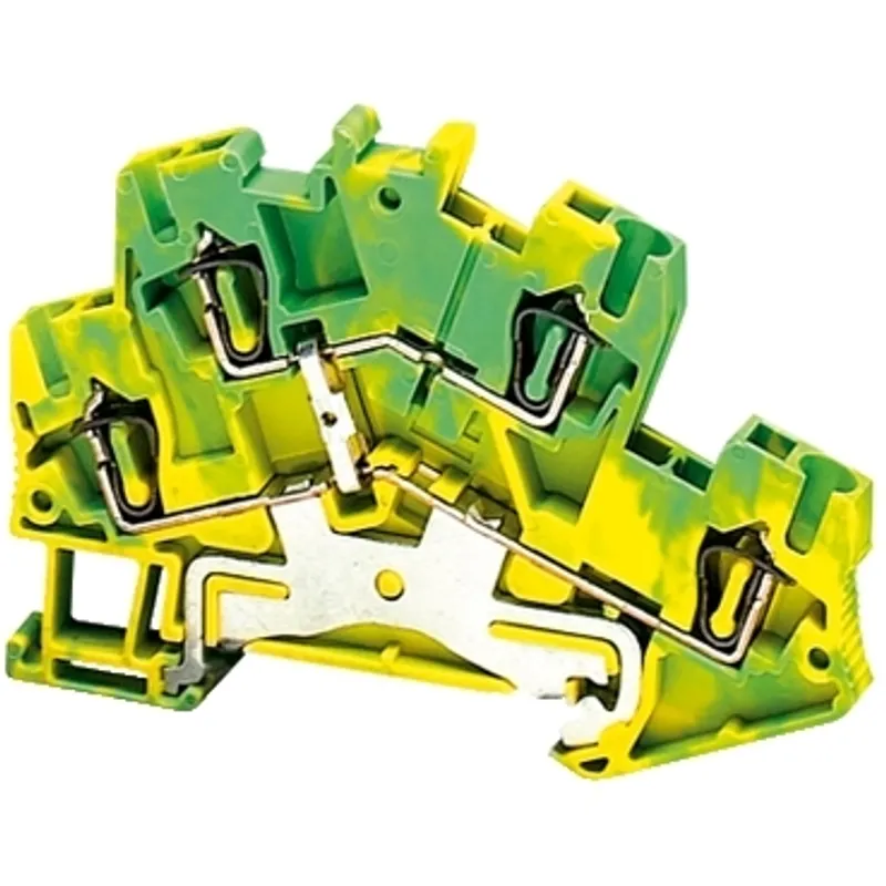 Terminal block, Linergy TR, spring type, protective earth, 2 level, 4 points, 2.5mm², Green-yellow, set of 50