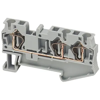 Terminal block, Linergy TR, spring type, feed through, 3 points, 4mm², grey, set of 50