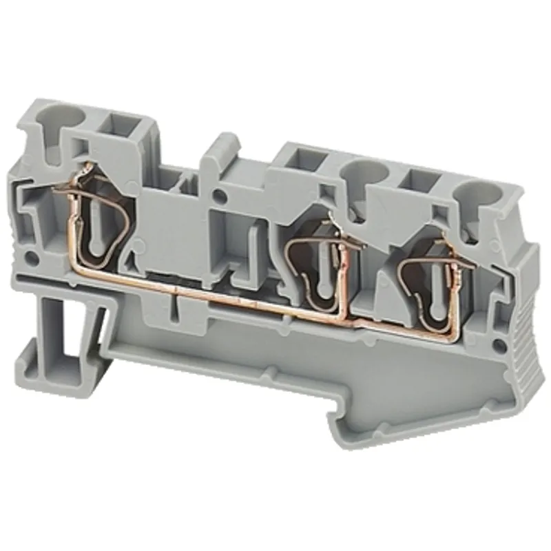 Terminal block, Linergy TR, spring type, feed through, 3 points, 4mm², grey, set of 50