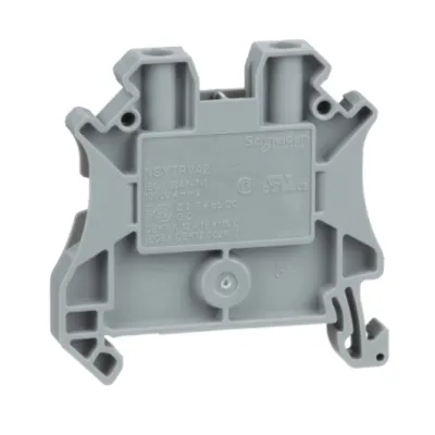 Terminal block, Linergy TR, grey, 4mm², passthrough, 2 points, set of 10