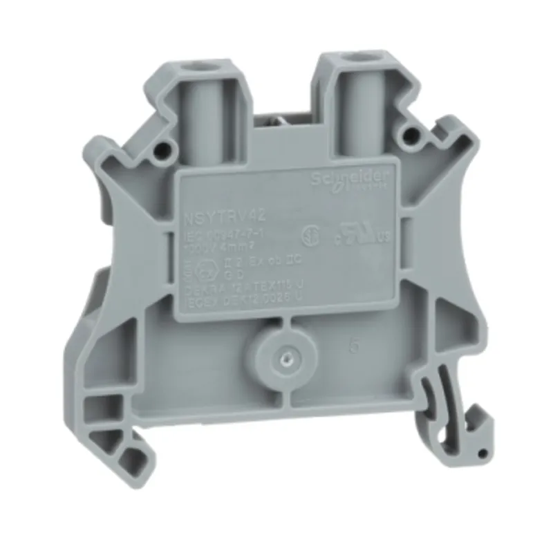 Terminal block, Linergy TR, grey, 4mm², passthrough, 2 points, set of 10