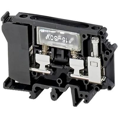 Terminal block, Linergy TR, fused disconnect type, for 6.3x32mm fuse, with light indicator 12 to 30V, black