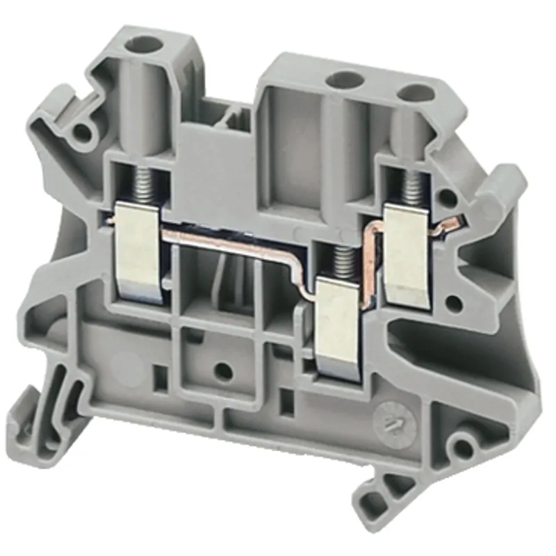 Terminal block, Linergy TR, screw type, feed through, 3 points, 4mm², grey, set of 50