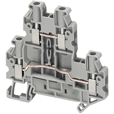Terminal block, Linergy TR, grey, 4mm², double level, 4 points, set of 10