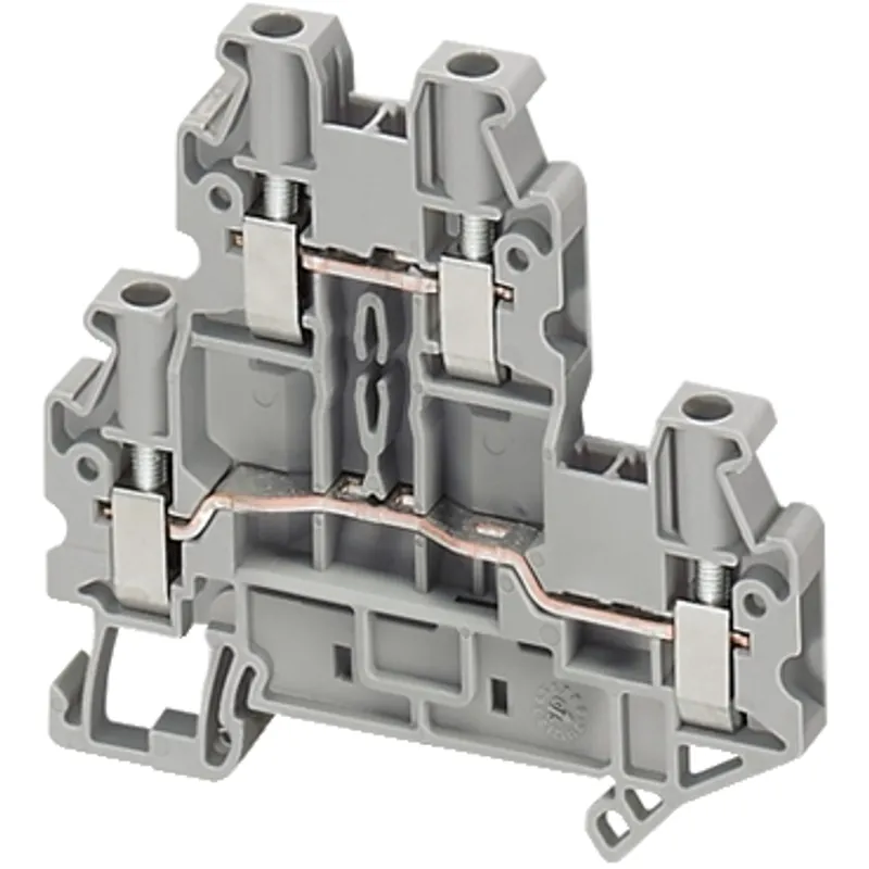Terminal block, Linergy TR, grey, 4mm², double level, 4 points, set of 10